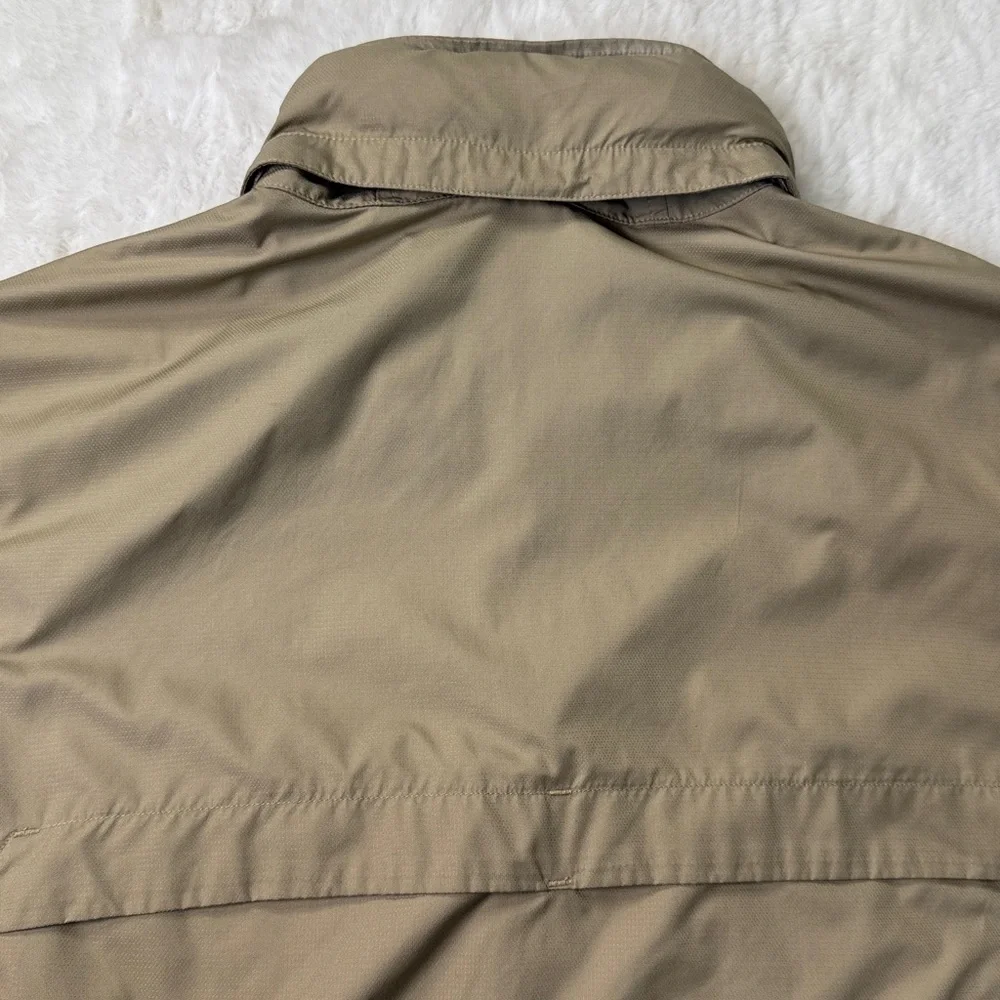 REI Hooded Windbreaker Jacket Men XL Tan  Neutral Outdoor Zip Pockets Mesh Lined